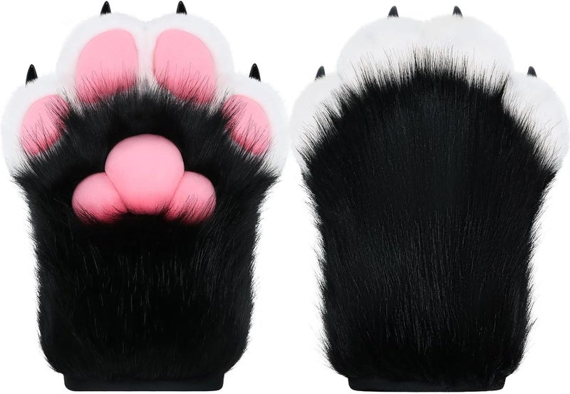 BNLIDES Cosplay Fursuit Paw Gloves Furry Claw Gloves Built-in Whistle Decompression Toys Costume Party Accessories for Adult - Image 1